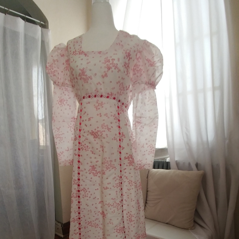 Vintage 70s Maxi Dress Puff Sleeve Floral Print 2 - Picture 2 of 16